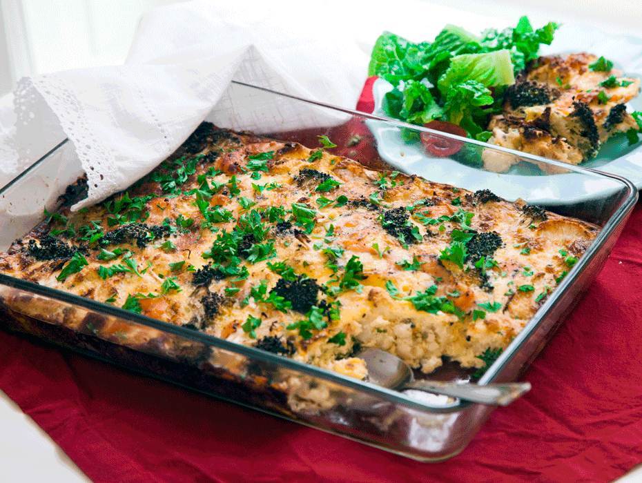 Frittata med gravad lax och västerbottensost