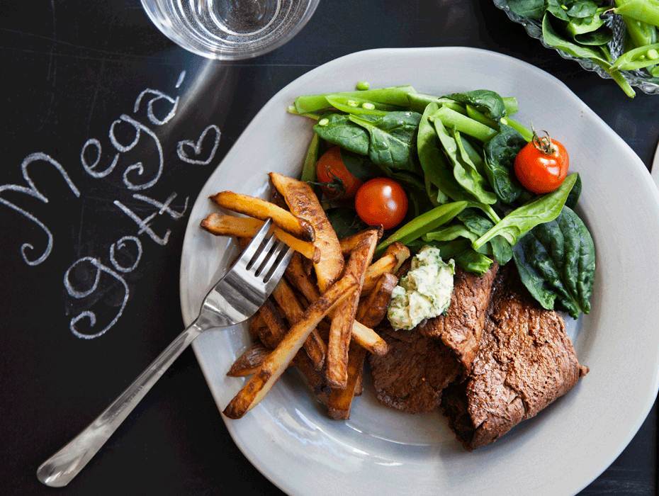 Lövbiff med pommes och kryddsmör