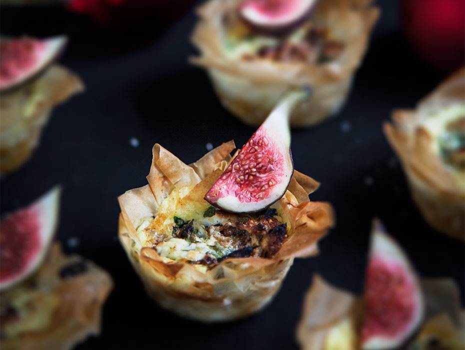 Minipajer med getost och fikon