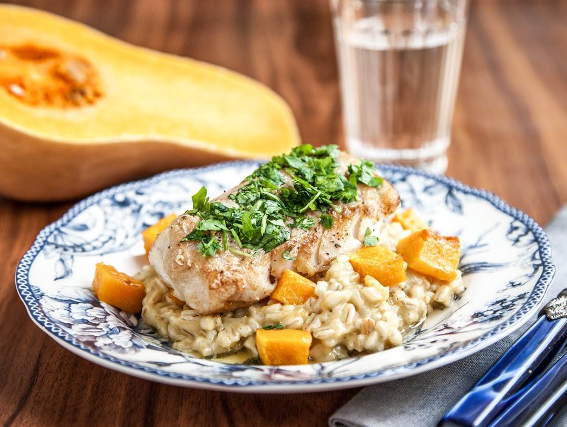 Pumpabygotto med citronstekt kolja