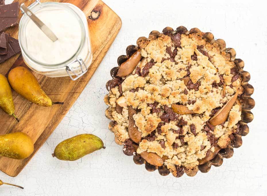 Smulpaj med päron, choklad & mint