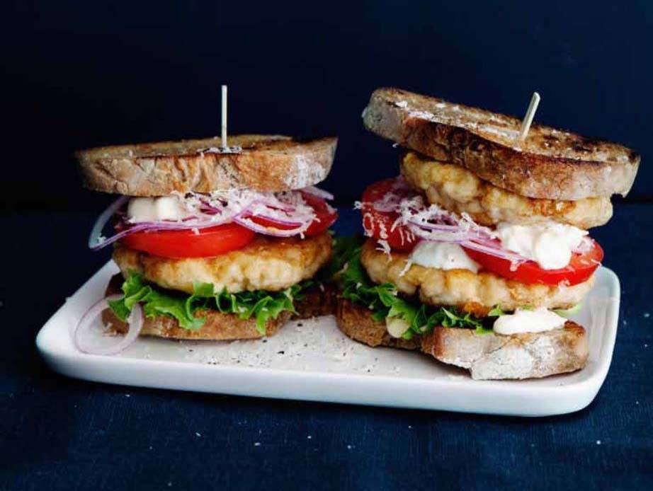 Torskburgare med citron och pepparrot