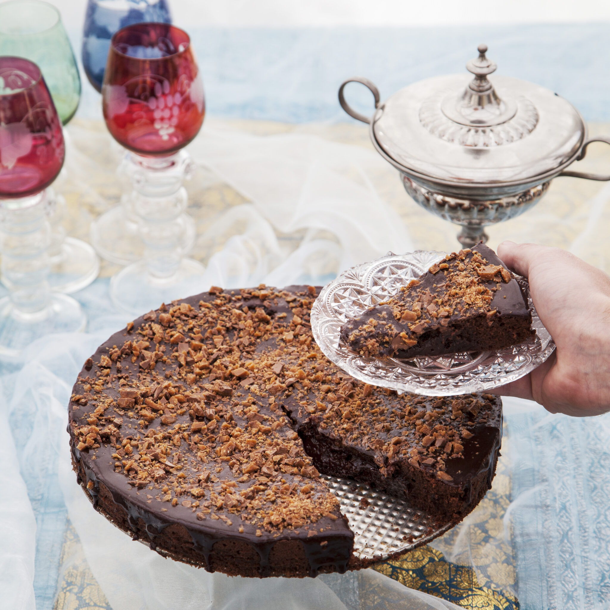 Kladdkaka med daimtäcke