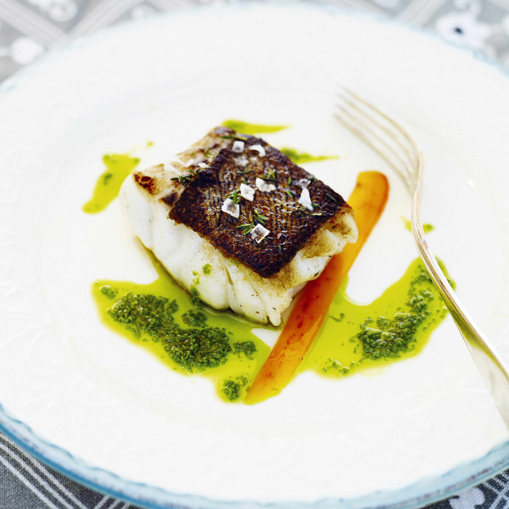 Merluzzo con bottarga e salsa verde