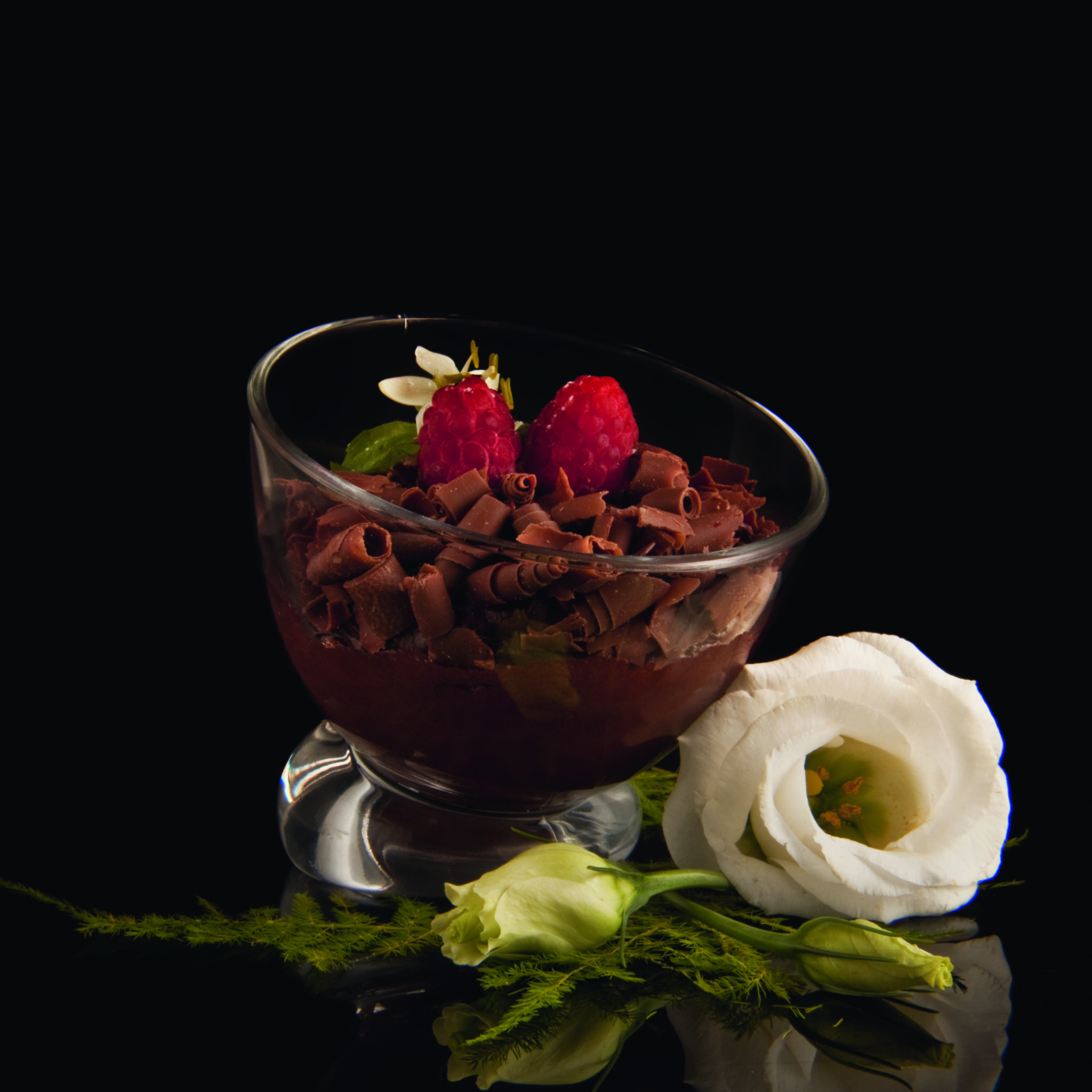 Chokladcrème med hallon & chili