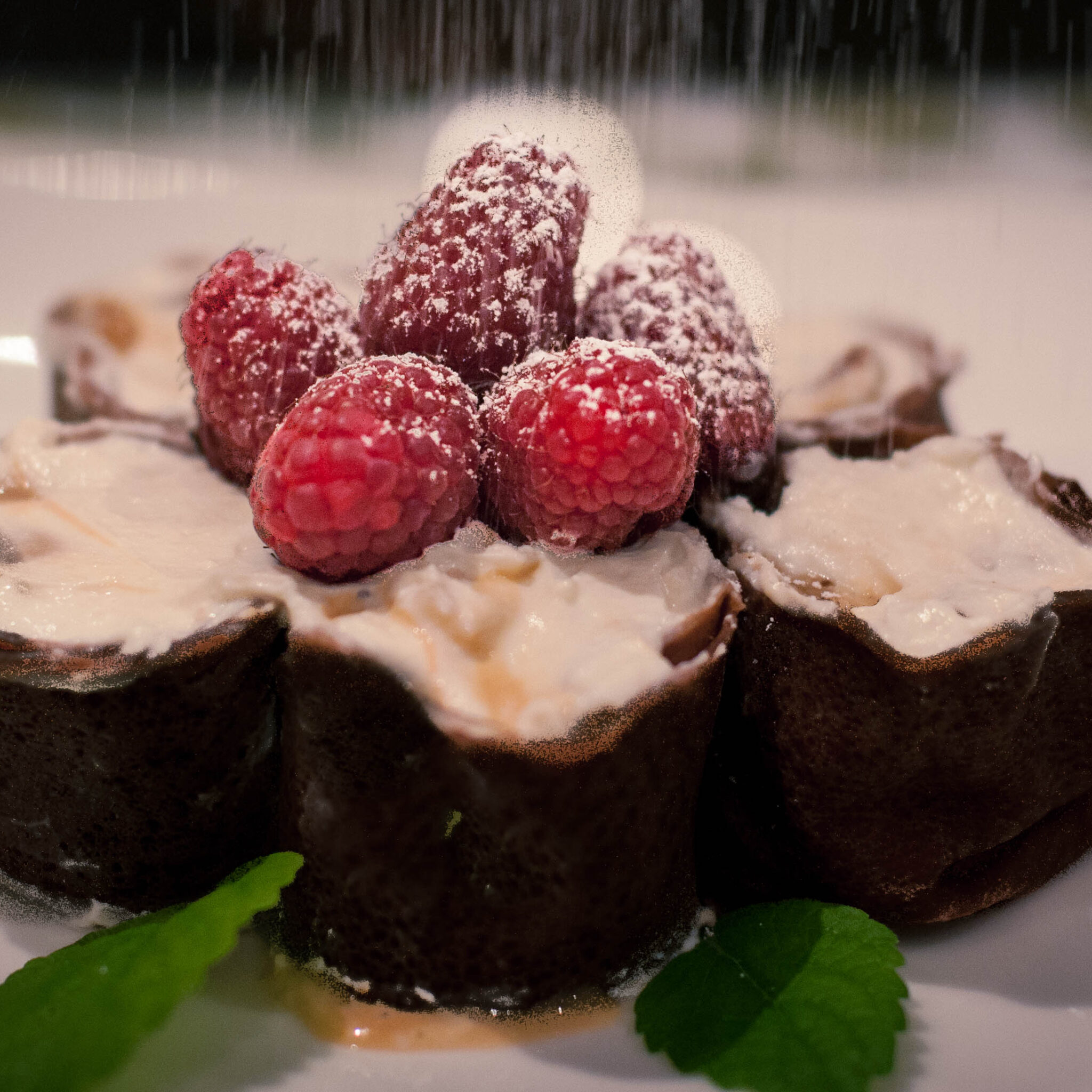 Chokladpannakaksrullar med dulce de leche