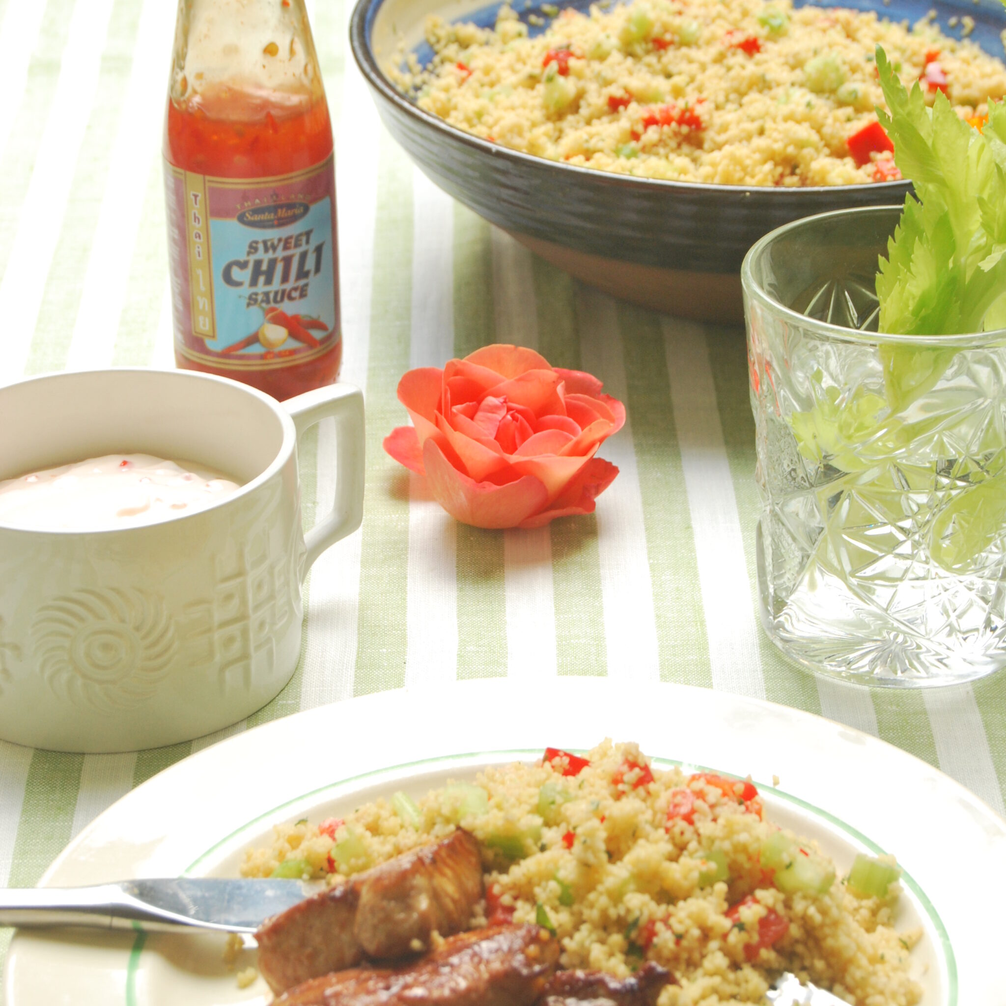Grillad fläskfilé med tabbouleh & sweetchili