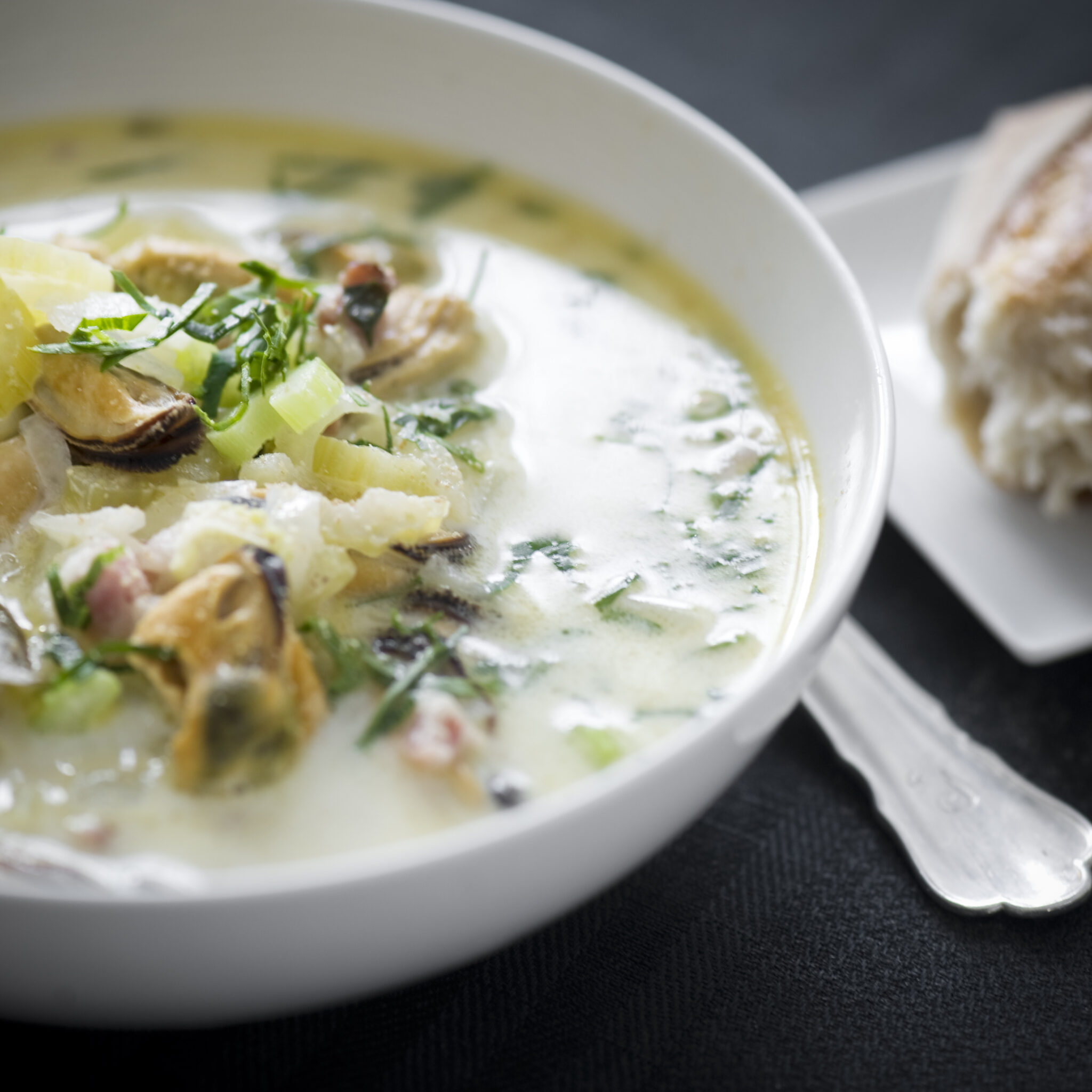 Musselsoppa med rökt sidfläsk