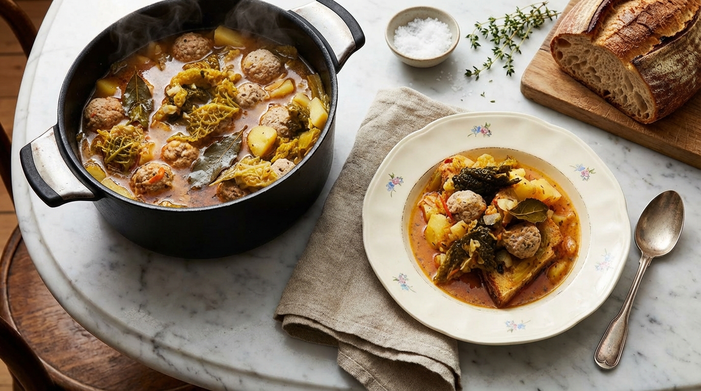 Savojkålsgryta med lammfrikadeller