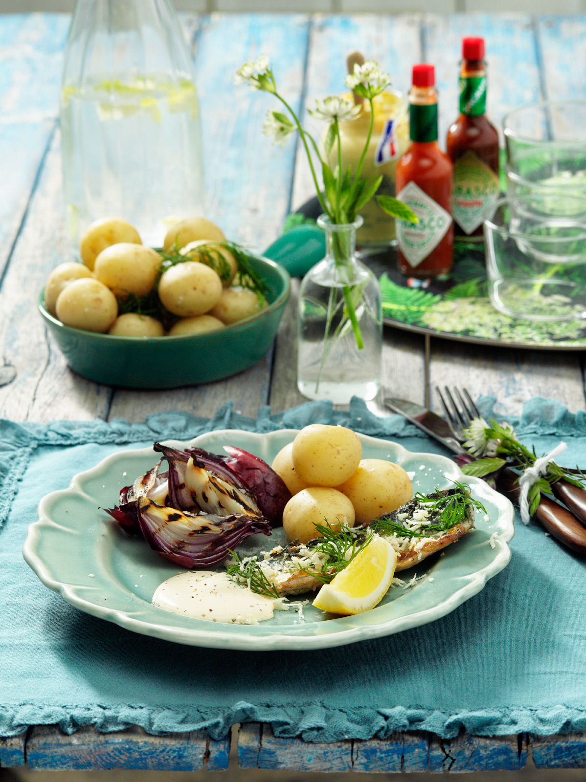 Grillad Makrill med dill och pepparrot och senapssås