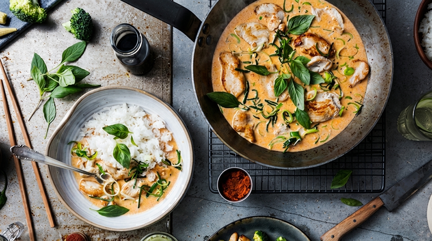 Kyckling röd curry med kokosmjölk