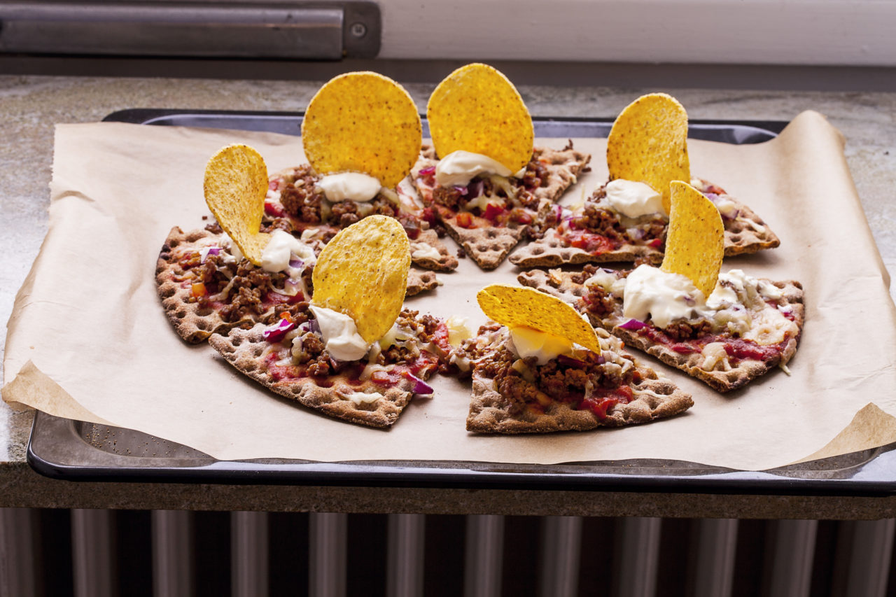 Tacoknäckepizza ® – Tacopizza på knäckebröd