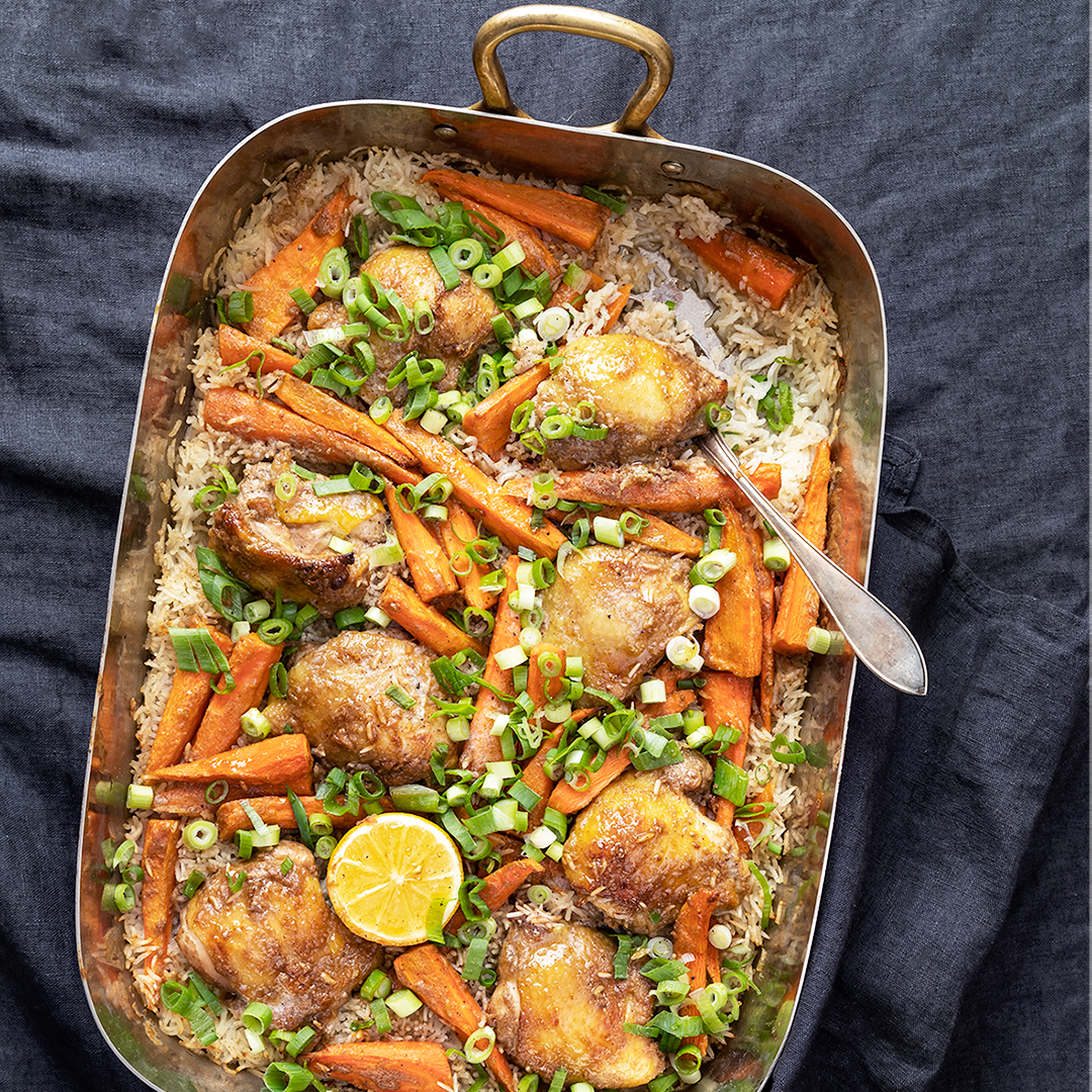 Tahini- och citronkyckling allt i ett