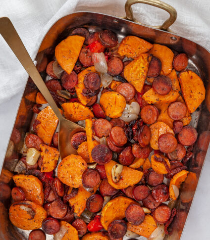 timjanrostad sötpotatis med chorizo