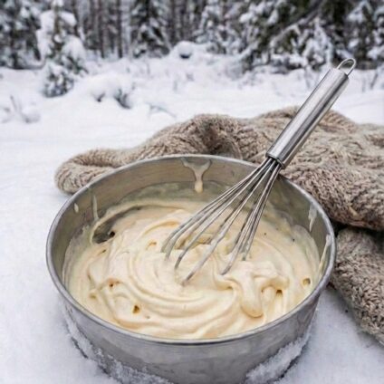 Gör egen mjukglass i snön - så här enkelt är det.