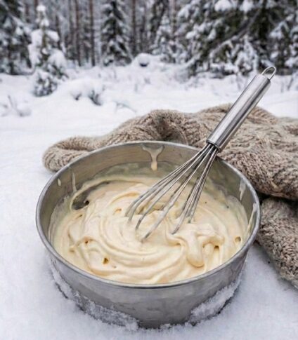 Gör egen mjukglass i snön - så här enkelt är det.