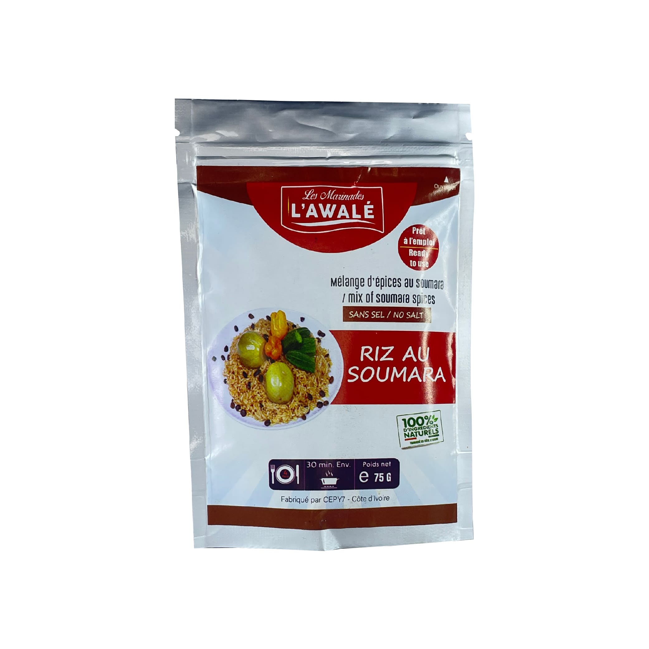Mélanges d’épices au Soumara sans sel pour riz au Soumara / lafri 75g