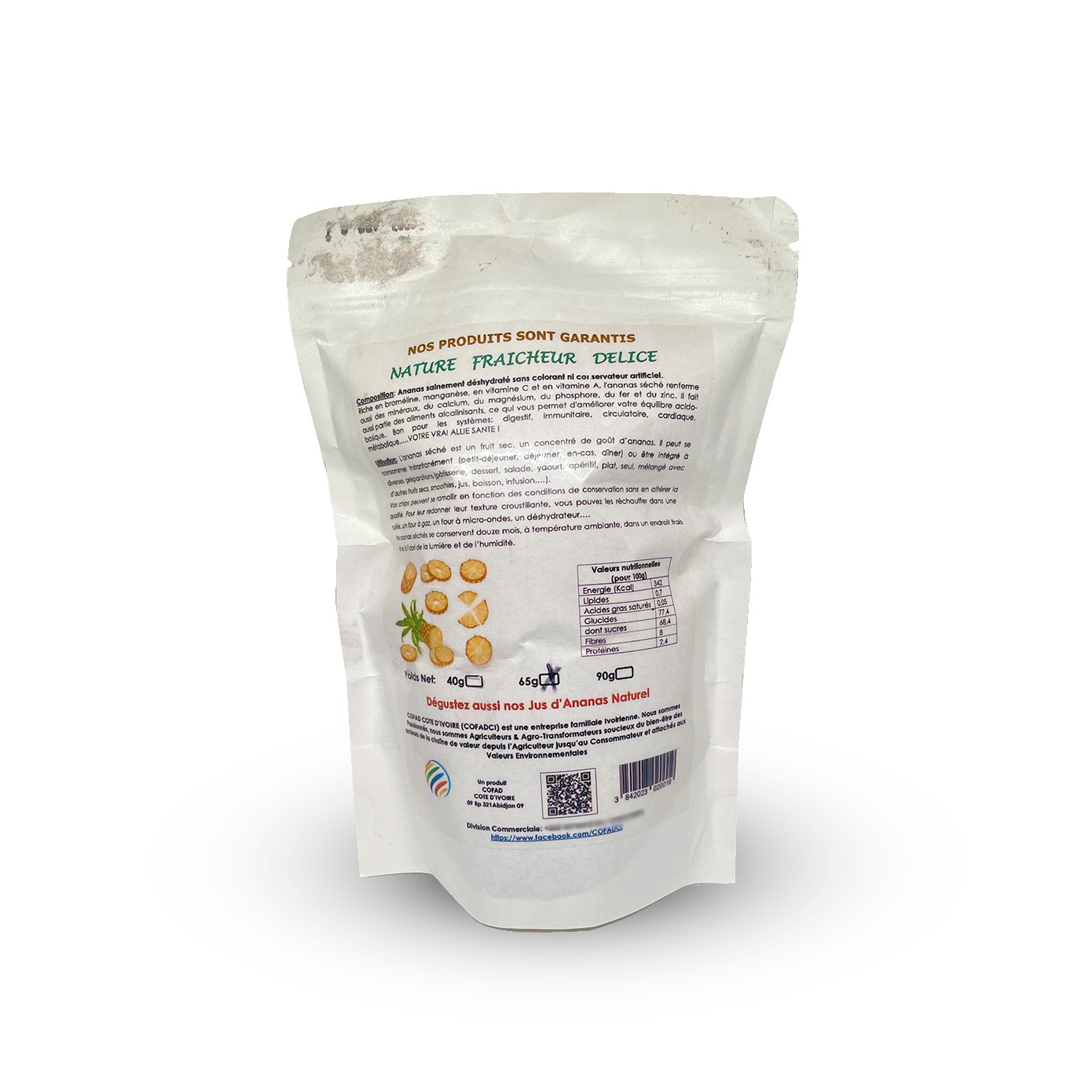 ANANAS SECHE EN CHIPS CROUSTILLANT & 100% NATUREL - Format 65gr