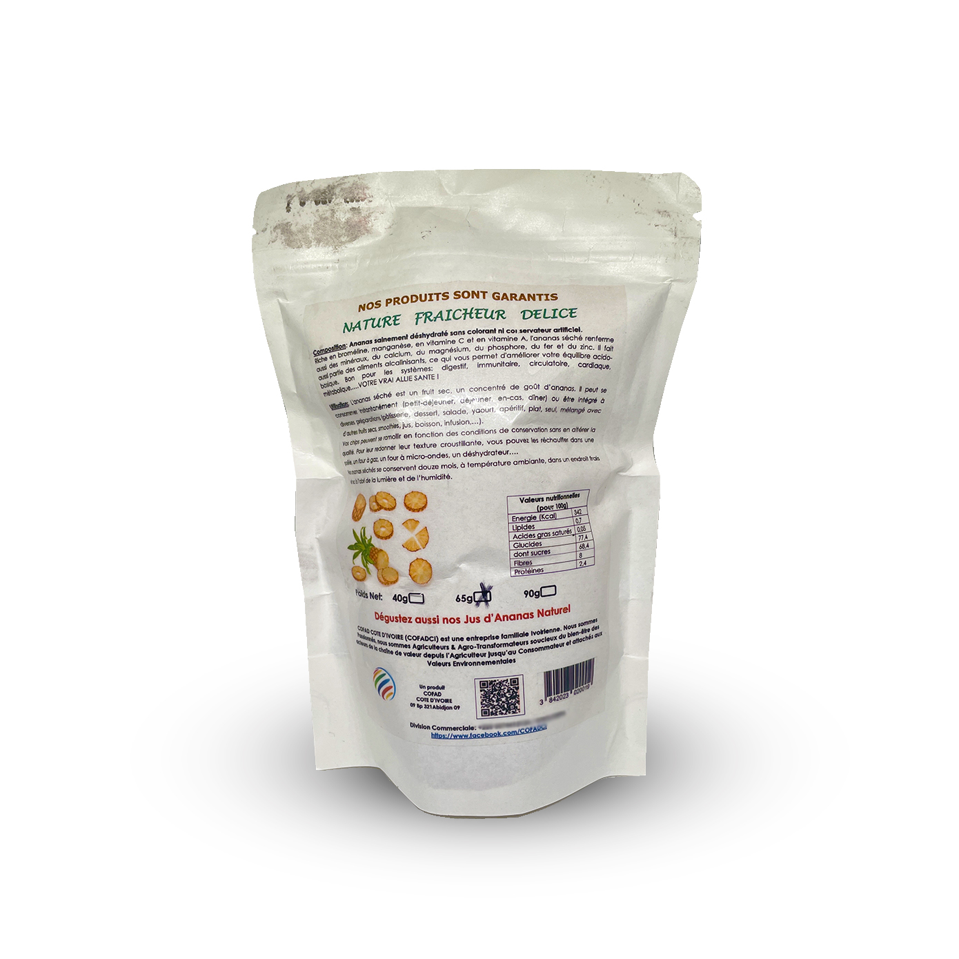 ANANAS SECHE EN CHIPS CROUSTILLANT & 100% NATUREL - Format 65gr