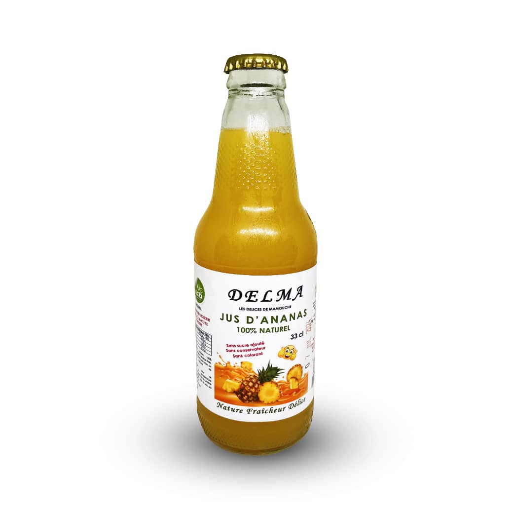 DELMA pur jus d'ananas 100% NATUREL carton de 12 bouteilles x 33CL