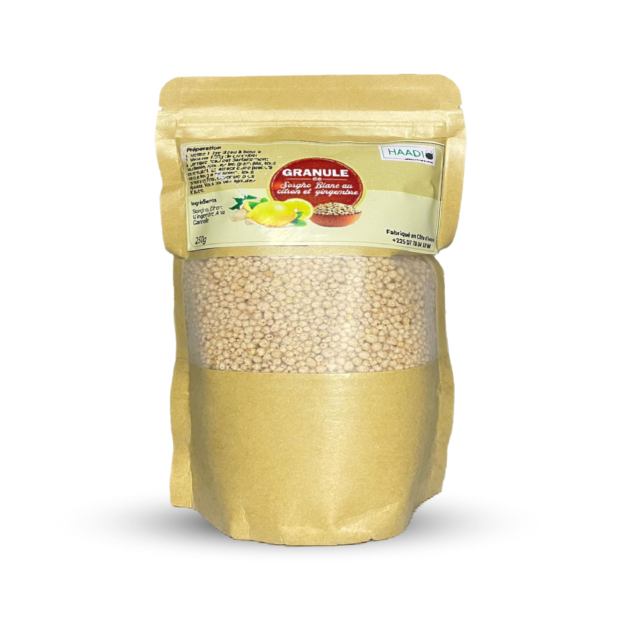 granulés de sorgho blanc au citron gingembre 250g